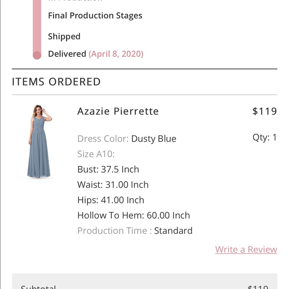 Dusty blue bridesmaid dress size 10